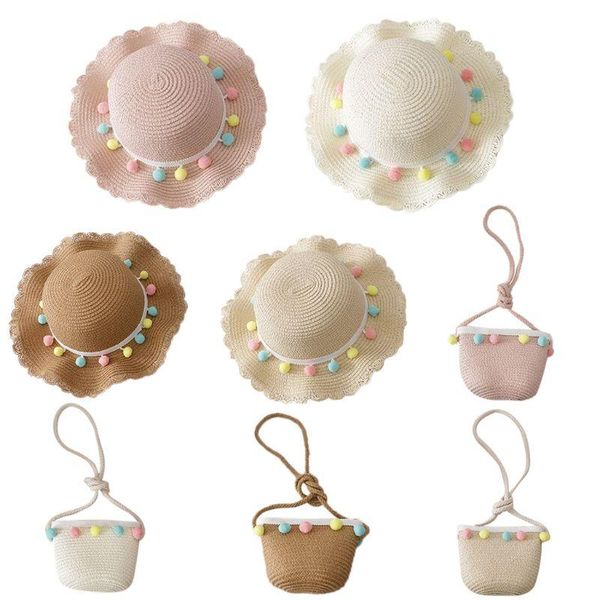 wide brim hats kids girls large straw woven sun protection beach hat colorful pompom ball summer floppy bucket cap portable handbag, Blue;gray
wide brim hats kids girls large straw woven sun protection beach hat colorful pompom ball summer floppy bucket cap portable handbag, Blue;gray