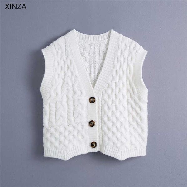 women's knits & tees women white cable knit vest sleeveless v neck spring sweater feminine fashion button up vintage knitted top
women's knits & tees women white cable knit vest sleeveless v neck spring sweater feminine fashion button up vintage knitted top