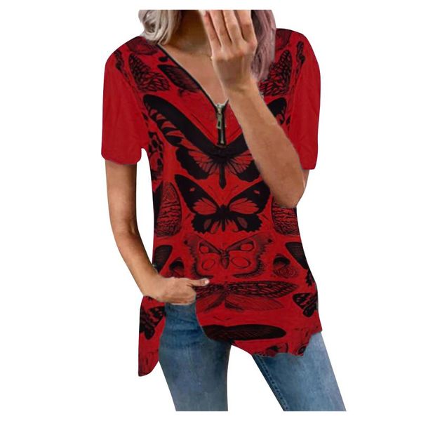 women's t-shirt butterfly print t-shirts women short sleeve magliette donna loose casual v-neck zipper vintage t shirts for womens bluz, White
women's t-shirt butterfly print t-shirts women short sleeve magliette donna loose casual v-neck zipper vintage t shirts for womens bluz, White