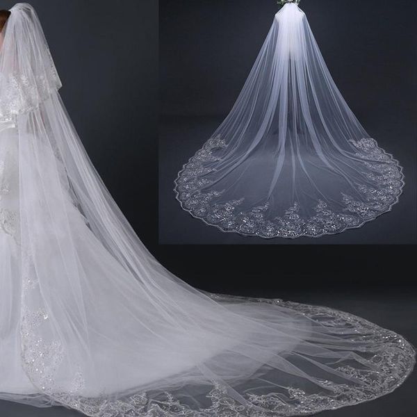 bridal veils 4m 1layer white cathedral wedding long lace edge veil with comb accessories one layer, Black
bridal veils 4m 1layer white cathedral wedding long lace edge veil with comb accessories one layer, Black