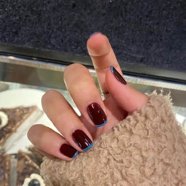 24pcs press on nails with glue sticker lake blue french false detachable manicure patch short stick, Red;gold
24pcs press on nails with glue sticker lake blue french false detachable manicure patch short stick, Red;gold