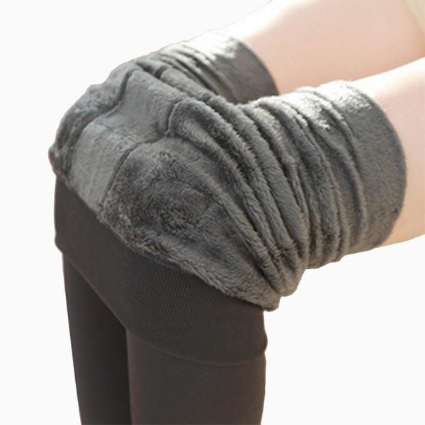 women's leggings winter warm elastic 200g (gray), Black