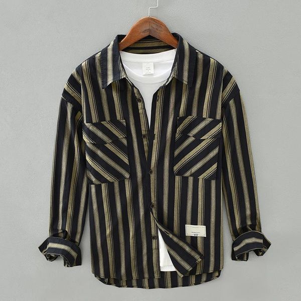 men's casual shirts men clothing 2021 japanese striped shirt fashion cotton trend all-match long-sleeved handsome top, White;black
men's casual shirts men clothing 2021 japanese striped shirt fashion cotton trend all-match long-sleeved handsome top, White;black