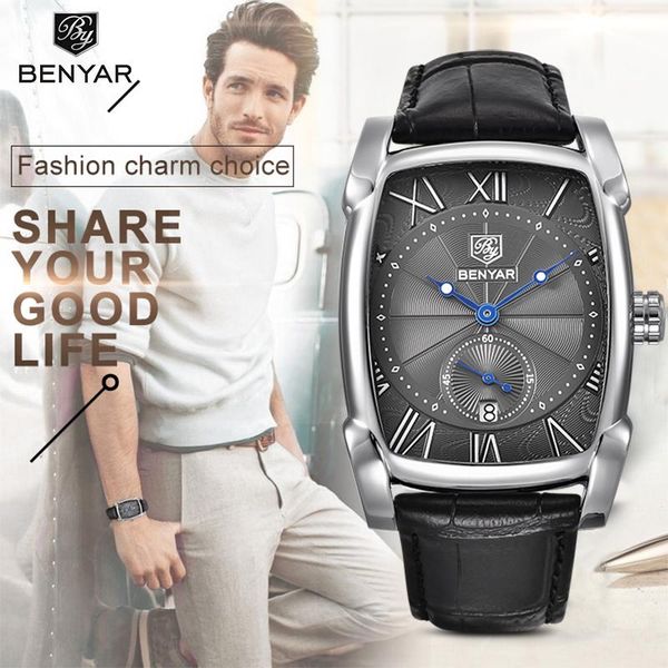 wristwatches benyar men's watches casual fashion watch men military leather sports waterproof quartz clock reloj hombre, Slivery;brown
wristwatches benyar men's watches casual fashion watch men military leather sports waterproof quartz clock reloj hombre, Slivery;brown
