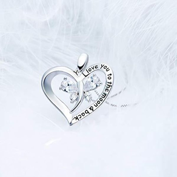 pendant necklaces fashion gift for mom i love you moon and back rose crystal butterfly heart chain necklace mother's day, Silver
pendant necklaces fashion gift for mom i love you moon and back rose crystal butterfly heart chain necklace mother's day, Silver
