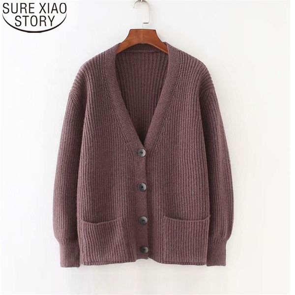 solid v-neck knitted sweater women cardigan winter loose knitwear single breasted casual outwear jacket 10866 210506, White
solid v-neck knitted sweater women cardigan winter loose knitwear single breasted casual outwear jacket 10866 210506, White
