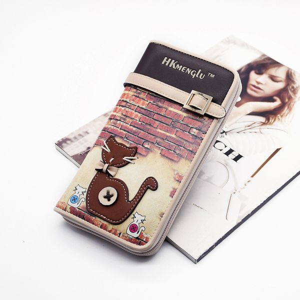 wallet women's handbag long zipper pu cat personalized leather sticker mobile phone zero belt decoration, Red;black
wallet women's handbag long zipper pu cat personalized leather sticker mobile phone zero belt decoration, Red;black