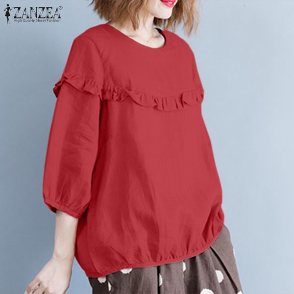 women's polos zanzea elastic hem back zipper blouse women spring three quarter sleeve ruffle-trimplus size shirts casual blusa fem, White
women's polos zanzea elastic hem back zipper blouse women spring three quarter sleeve ruffle-trimplus size shirts casual blusa fem, White