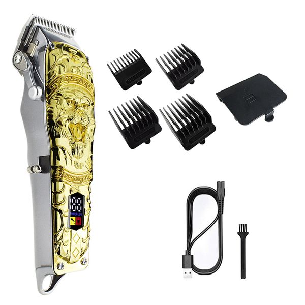 rechargable salon hair trimmer lcd display gold tiger professional men razors 2000mah styling tools with 4 combs
rechargable salon hair trimmer lcd display gold tiger professional men razors 2000mah styling tools with 4 combs