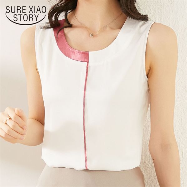 contrast color satin out wear small vest female all-match simple slim simulation silk chiffon shirt summer style 9612 210508, White
contrast color satin out wear small vest female all-match simple slim simulation silk chiffon shirt summer style 9612 210508, White