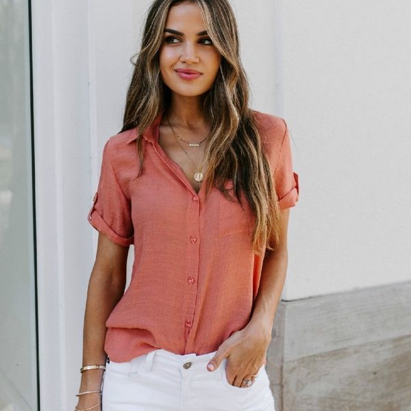 plus size womens chiffon blouses summer short sleeve solid v-neck office blouse female women button up shirt 210603, White
plus size womens chiffon blouses summer short sleeve solid v-neck office blouse female women button up shirt 210603, White
