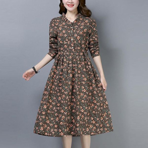 casual dresses plus size cotton linen dress women autumn 2021 vintage floral print female knee-length a-line, Black;gray
casual dresses plus size cotton linen dress women autumn 2021 vintage floral print female knee-length a-line, Black;gray