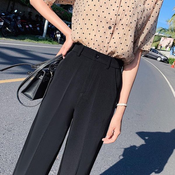 women's pants & capris 2021 women autumn winter elegant wide leg suit trouser lady solid high waist straight pant female casual slim ov, Black;white
women's pants & capris 2021 women autumn winter elegant wide leg suit trouser lady solid high waist straight pant female casual slim ov, Black;white