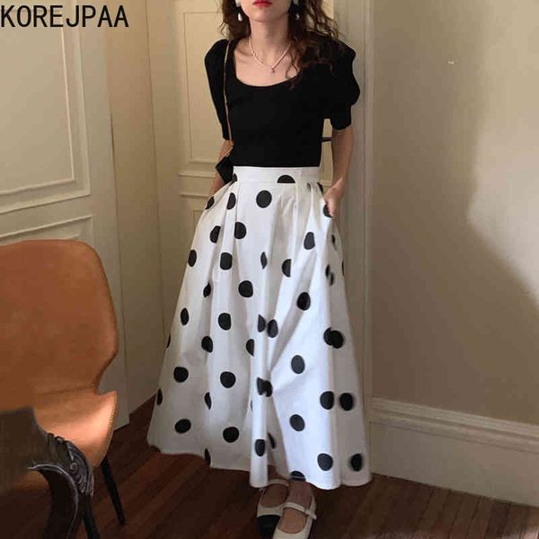 women dress sets korean retro elegant solid-color short-sleeved sweater and high-waisted pleated wave point skirt 210514, White
women dress sets korean retro elegant solid-color short-sleeved sweater and high-waisted pleated wave point skirt 210514, White