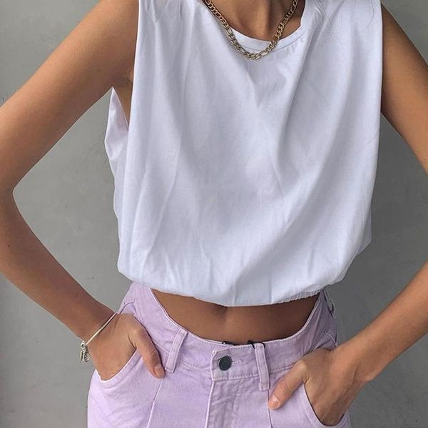 women's t-shirt women sleeveless crop tee casual tshirts streetwear solid cotton y2k fashion loose all-match summer harajuku, White
women's t-shirt women sleeveless crop tee casual tshirts streetwear solid cotton y2k fashion loose all-match summer harajuku, White