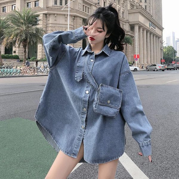 2021 spring autumn chic double sided denim pocket blouse shirts belt slim women female outerwear women's blouses &, White
2021 spring autumn chic double sided denim pocket blouse shirts belt slim women female outerwear women's blouses &, White