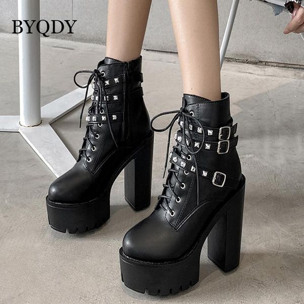 boots byqdy black rivets high heels shoes for woman patent leather punk motorcycle buckle female short round toes
boots byqdy black rivets high heels shoes for woman patent leather punk motorcycle buckle female short round toes