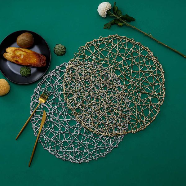 vc gold paper random straw round tray mat hollow decoration hand woven meal art table
vc gold paper random straw round tray mat hollow decoration hand woven meal art table