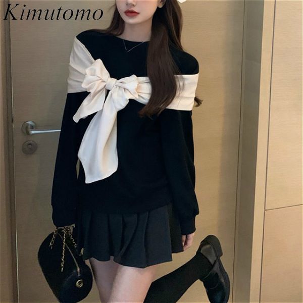 kimutomo women sweatshirts spring autumn chic korean female bow lace up shawl o-neck colorblock pullovers fashion 210521, Black
kimutomo women sweatshirts spring autumn chic korean female bow lace up shawl o-neck colorblock pullovers fashion 210521, Black