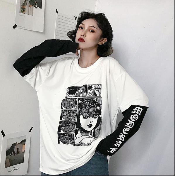 womens t shirt fake 2 pieces print japanese fujiang horror comics harajuku women long sleeve vetement femme japan, White
womens t shirt fake 2 pieces print japanese fujiang horror comics harajuku women long sleeve vetement femme japan, White