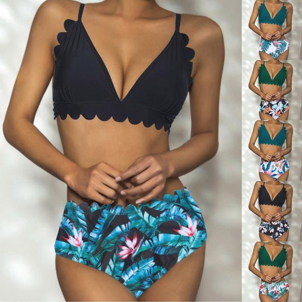 women vintage swimsuit two pieces retro halter ruched bikini set waist print swimwear beachwear biquini 2021 women's, White;black
women vintage swimsuit two pieces retro halter ruched bikini set waist print swimwear beachwear biquini 2021 women's, White;black
