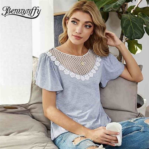 round neck hollow out lace patchwork loose t-shirt women summer home style butterfly sleeve female casual tshirt 210510, White
round neck hollow out lace patchwork loose t-shirt women summer home style butterfly sleeve female casual tshirt 210510, White