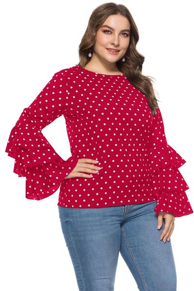 women's blouses & shirts xl to 6xl plus size women spring autumn loose polka-dot long sleeve o-neck casual shirt blusas mujer de moda, White
women's blouses & shirts xl to 6xl plus size women spring autumn loose polka-dot long sleeve o-neck casual shirt blusas mujer de moda, White