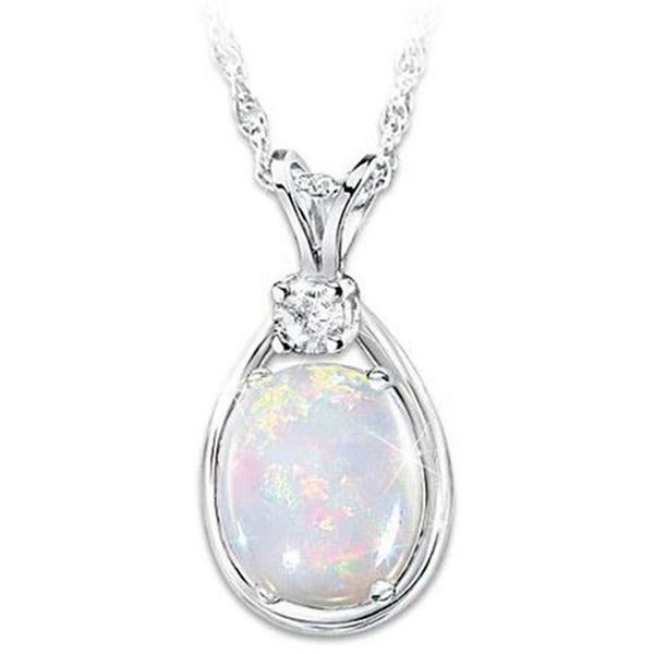 pendant necklaces boho women's white opal necklace oval retro jewelry, Silver
pendant necklaces boho women's white opal necklace oval retro jewelry, Silver