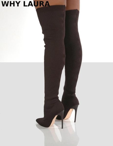 boots winter women's pointy toe punk ultra high heel hosiery over the knee fashion plus size 36-43 thin leg overhang, Black
boots winter women's pointy toe punk ultra high heel hosiery over the knee fashion plus size 36-43 thin leg overhang, Black