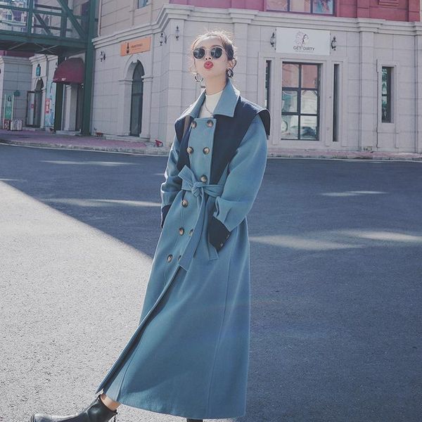 women's wool & blends autumn winter women fashion double breasted loose long coat female korean plus size color block belt trench jacke, Black
women's wool & blends autumn winter women fashion double breasted loose long coat female korean plus size color block belt trench jacke, Black