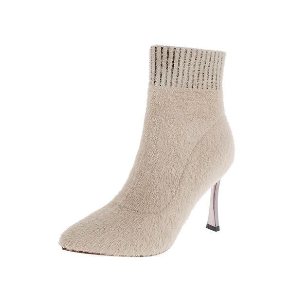 Boots Mid calf Woman Fall Winter Socks Boots Womens fur High heels Short Boot Female Thin heel Booties Pointed toes BEIGE BLACK
Boots Mid calf Woman Fall Winter Socks Boots Womens fur High heels Short Boot Female Thin heel Booties Pointed toes BEIGE BLACK
