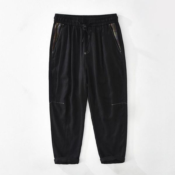 men's pants m2617 linen cargo nine-point for men summer thin drawstring patchwork solid color straight casual soft daily male trousers, Black
men's pants m2617 linen cargo nine-point for men summer thin drawstring patchwork solid color straight casual soft daily male trousers, Black