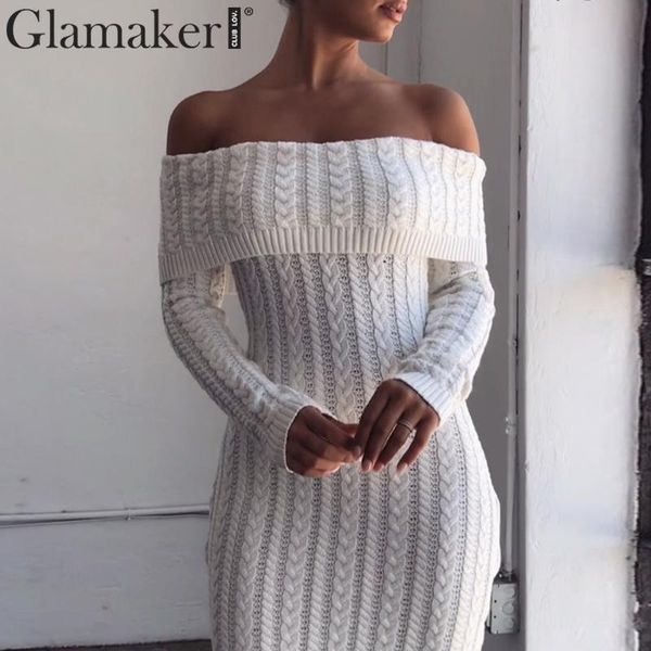 casual dresses glamaker knitted white off shoulder bodycon dress winter women party club lady long sleeve autumn dinner short, Black;gray 
casual dresses glamaker knitted white off shoulder bodycon dress winter women party club lady long sleeve autumn dinner short, Black;gray