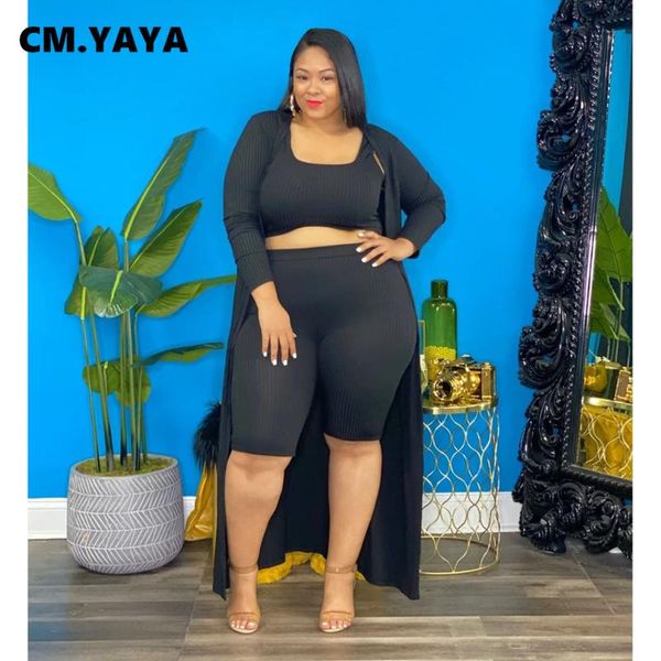 plus size tracksuits cm.yaya women set solid crop tanks full sleeve x-long cloak stretchy ss three 3 piece casual outfit summer
plus size tracksuits cm.yaya women set solid crop tanks full sleeve x-long cloak stretchy ss three 3 piece casual outfit summer