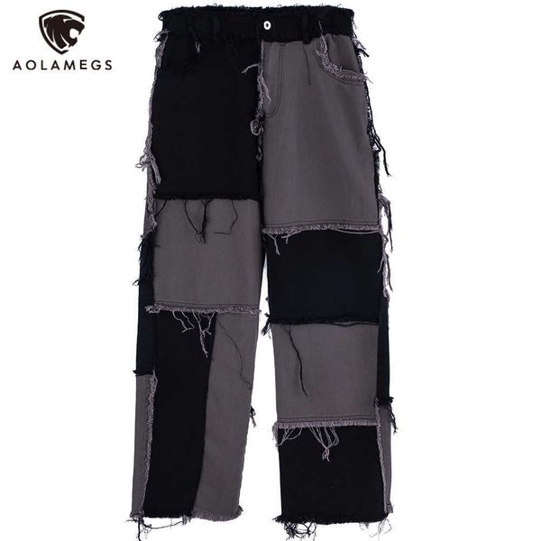 aolamegs jeans men vintage color block tearing patchwork denim pants casual japanese high street harajuku fashion streetwear men 210622, Blue
aolamegs jeans men vintage color block tearing patchwork denim pants casual japanese high street harajuku fashion streetwear men 210622, Blue