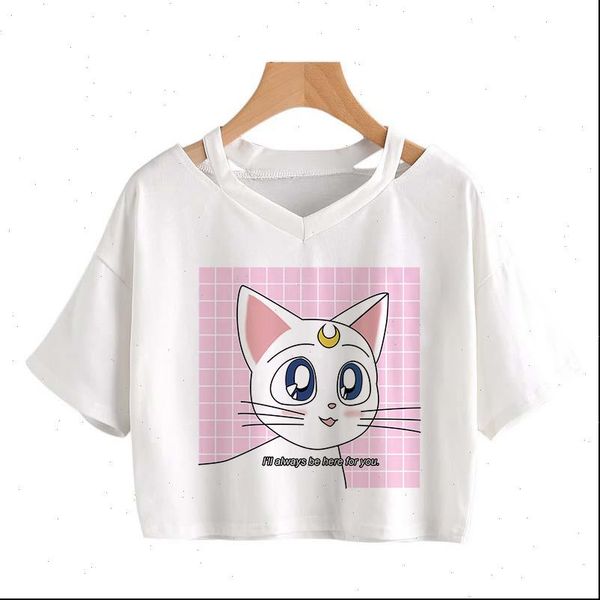 sailor moon print harajuku aesthetic women clothes short sleeve tee kawaii crop vintage japanese cartoon streetwear, White
sailor moon print harajuku aesthetic women clothes short sleeve tee kawaii crop vintage japanese cartoon streetwear, White