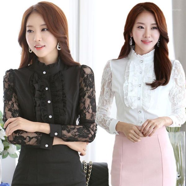 fashion women blouse casual lace chiffon shirt long sleeve slim clothes formal button solid stand collar clothing women's blouses & sh, White
fashion women blouse casual lace chiffon shirt long sleeve slim clothes formal button solid stand collar clothing women's blouses & sh, White