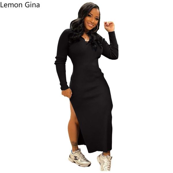 casual dresses lemon gina solid color pit-striped long dress with side slit and halter hat, Black;gray
casual dresses lemon gina solid color pit-striped long dress with side slit and halter hat, Black;gray
