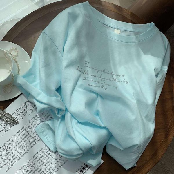 women's t-shirt cotton embroidered short sleeve for 2021 summer korean version loose and versatile temperament shows, White
women's t-shirt cotton embroidered short sleeve for 2021 summer korean version loose and versatile temperament shows, White