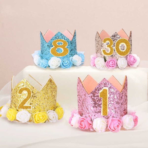 creative gold flower children's birthday sequin cake flash pink digital crown hat 155
creative gold flower children's birthday sequin cake flash pink digital crown hat 155