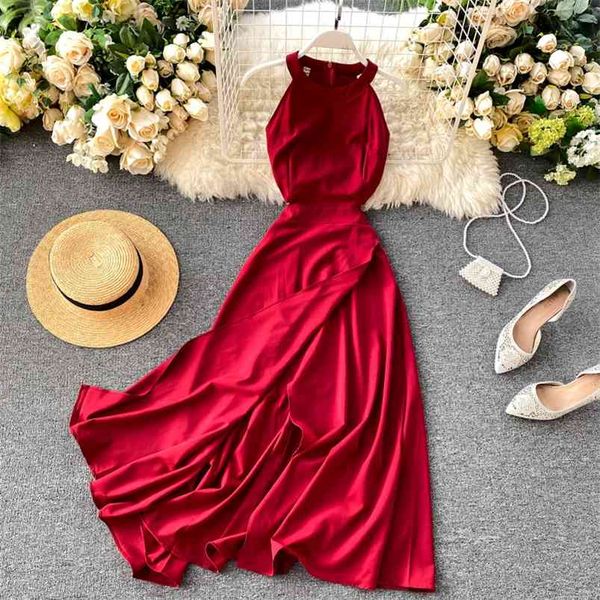 women's summer dress style hanging neck strapless split open waist sleeveless solid color big swing es gx054 210507, Black;gray
women's summer dress style hanging neck strapless split open waist sleeveless solid color big swing es gx054 210507, Black;gray