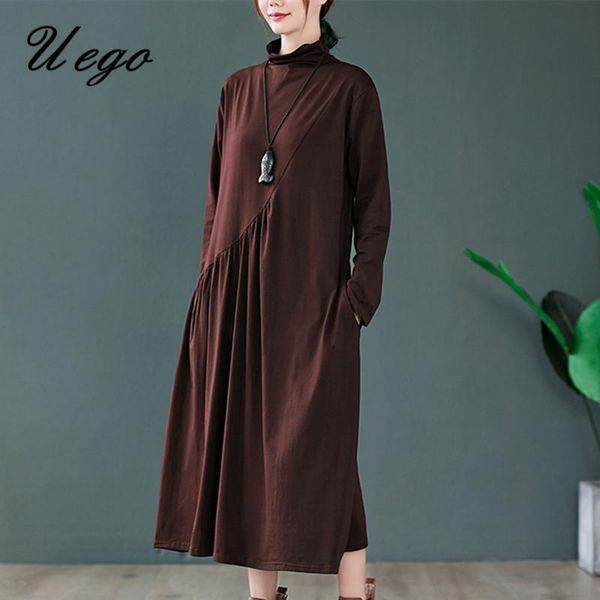 casual dresses uego pure cotton knitted autumn winter basic dress turtleneck solid color loose women spring lady long party, Black;gray
casual dresses uego pure cotton knitted autumn winter basic dress turtleneck solid color loose women spring lady long party, Black;gray