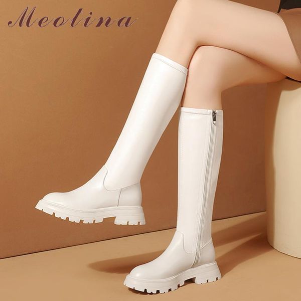 boots meotina women shoes genuine leather platform thick high heel ladies zipper round toe knee autumn winter, Black
boots meotina women shoes genuine leather platform thick high heel ladies zipper round toe knee autumn winter, Black