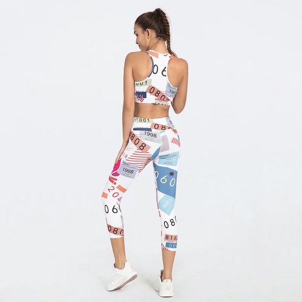 two piece dress female print sports set bra and capri pants activewear breathable quick-dry fitness outfits for women running wourkout, White
two piece dress female print sports set bra and capri pants activewear breathable quick-dry fitness outfits for women running wourkout, White
