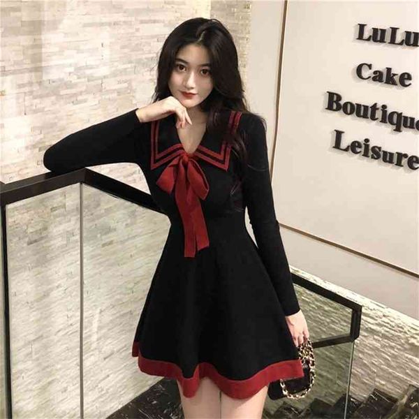women spring and autumn dress bow new knitted temperament mini a-line sweet long sleeve vestidos female 210322, Black;gray
women spring and autumn dress bow new knitted temperament mini a-line sweet long sleeve vestidos female 210322, Black;gray