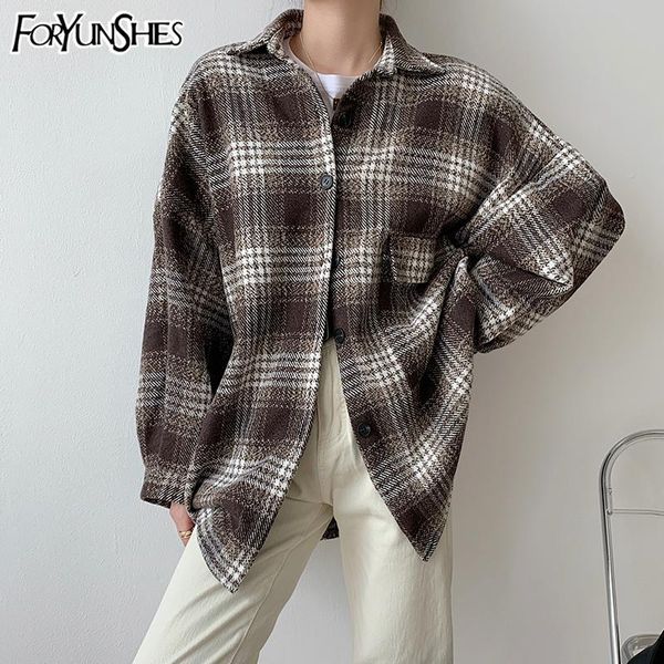 women plaid thick blouse female retro loose casual slouch-fit long sleeve shirts autumn winter 2021 korean style women's blouses &, White
women plaid thick blouse female retro loose casual slouch-fit long sleeve shirts autumn winter 2021 korean style women's blouses &, White