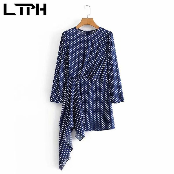 french elegant dot print women dress o-neck high waist long sleeve irregular ruffles hem vintage dresses spring 210427, Black;gray
french elegant dot print women dress o-neck high waist long sleeve irregular ruffles hem vintage dresses spring 210427, Black;gray