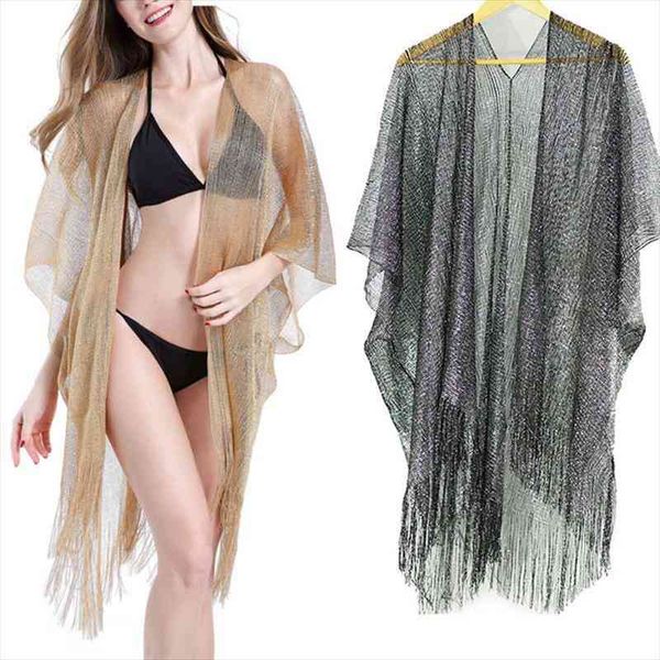 womens summer metallic glitter solid color swimsuit cover up long tassels asymmetric hem kimono cardigan sheer knitted sunscreen, White
womens summer metallic glitter solid color swimsuit cover up long tassels asymmetric hem kimono cardigan sheer knitted sunscreen, White