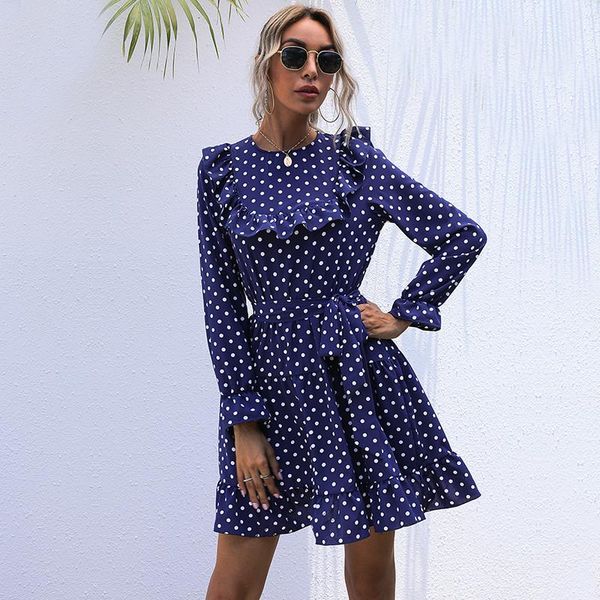 casual dresses vintage dot print dress women o neck high waist slim ruffles autumn winter for 2021 fashion, Black;gray
casual dresses vintage dot print dress women o neck high waist slim ruffles autumn winter for 2021 fashion, Black;gray