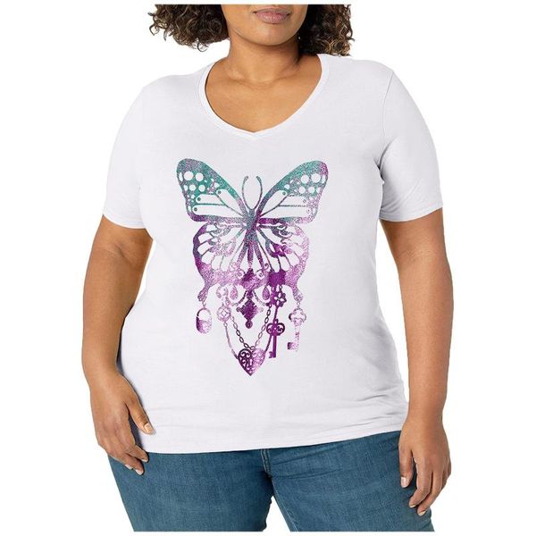 women's t-shirt plus size summer casual loose butterfly printed o-neck short sleeve ladies poleras mujer, White
women's t-shirt plus size summer casual loose butterfly printed o-neck short sleeve ladies poleras mujer, White